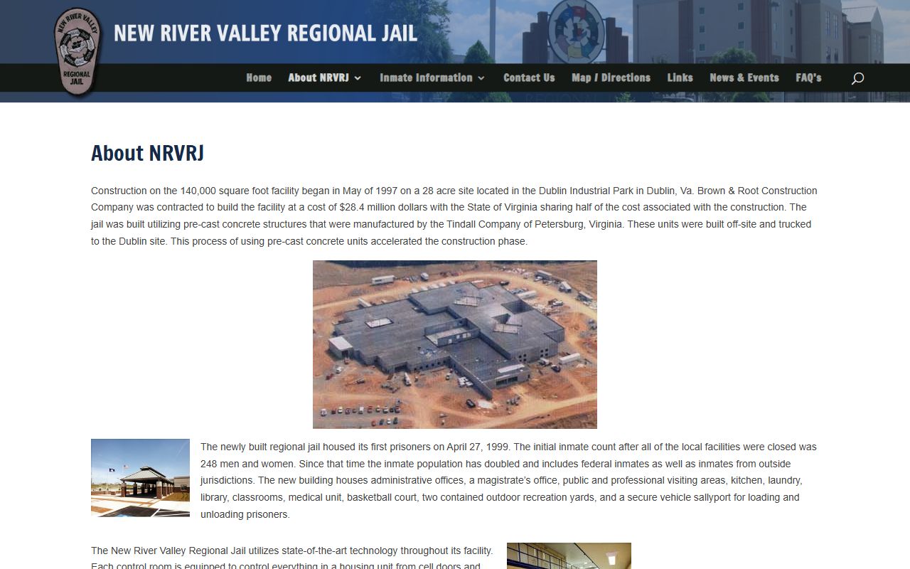 New River Valley Regional Jail overview and facility history for Wythe County inmate custody