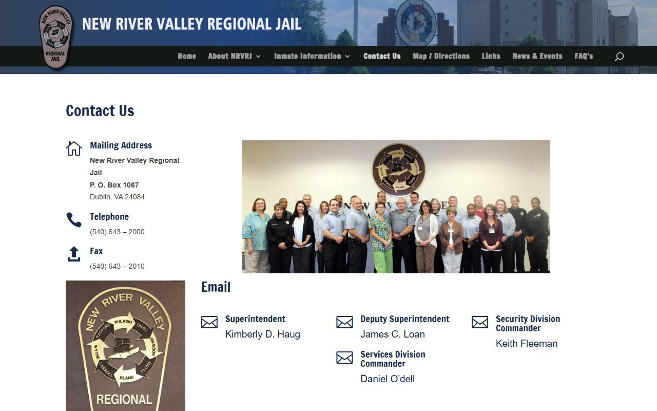New River Valley Regional Jail contact information for Wythe County inmate questions